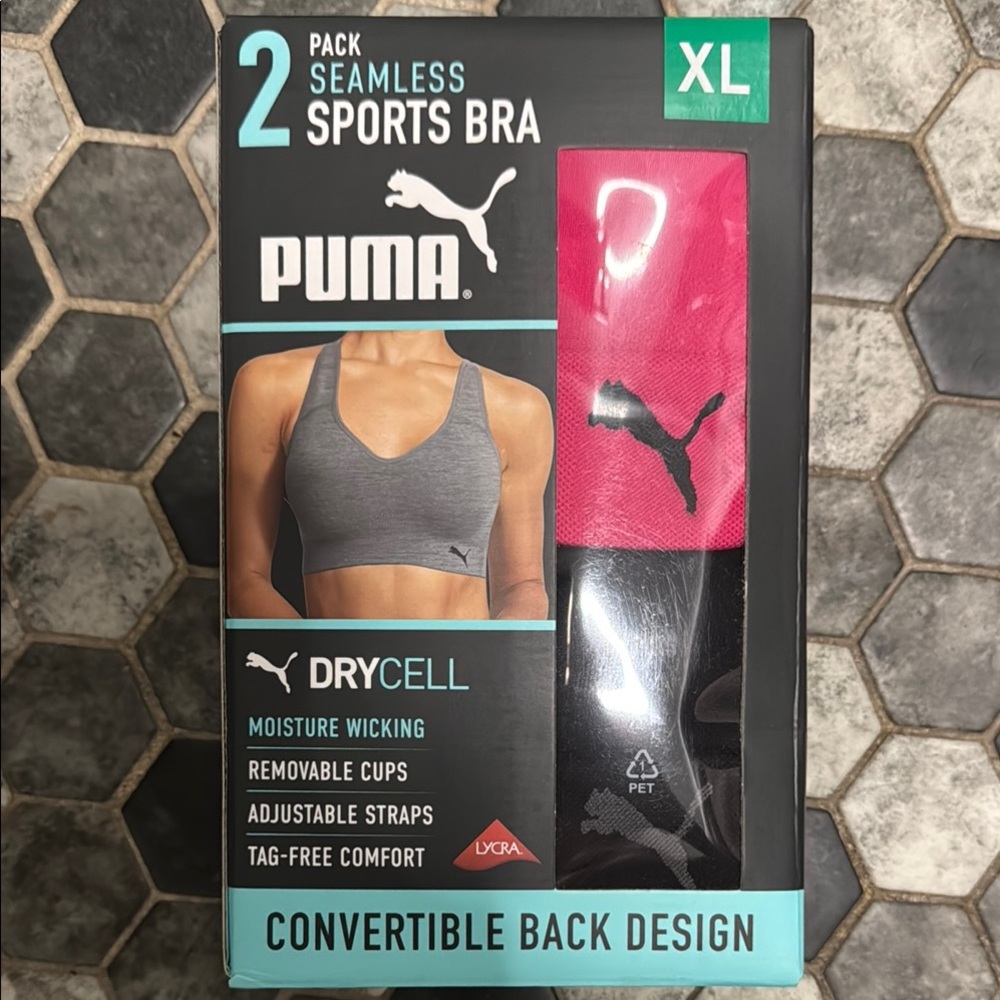 Puma Seamless Sports Bra 2-Pack - Black and Pink